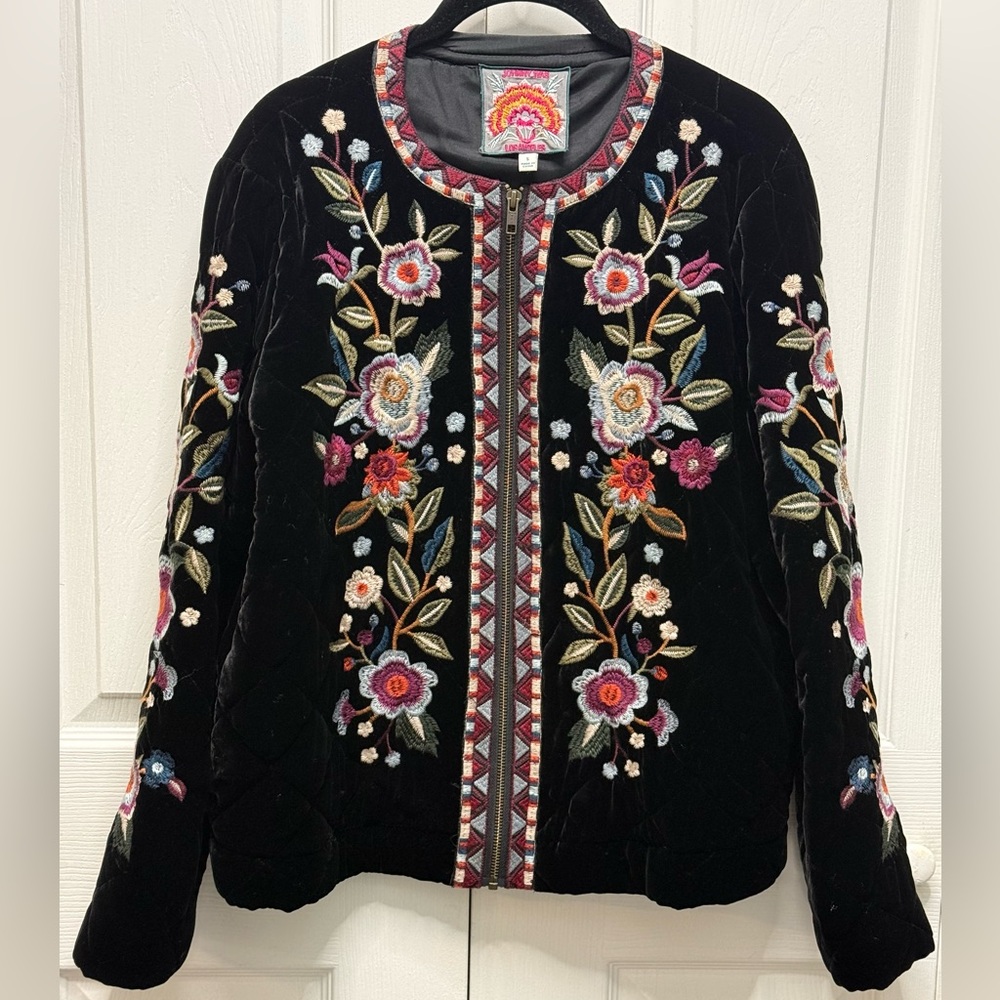 Johnny Was Mahea heavily embroidered quilted accented jacket